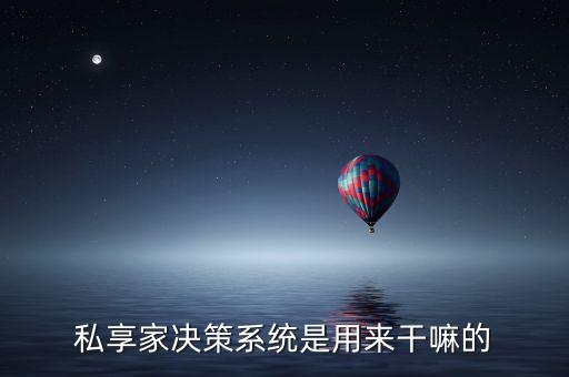 私享家決策系統(tǒng)是用來(lái)干嘛的