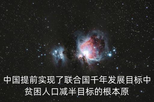 中國提前實現(xiàn)了聯(lián)合國千年發(fā)展目標(biāo)中貧困人口減半目標(biāo)的根本原