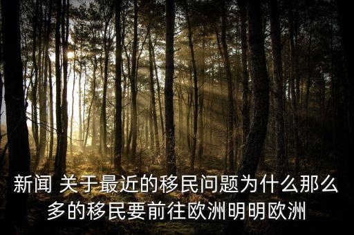 新聞 關(guān)于最近的移民問題為什么那么多的移民要前往歐洲明明歐洲