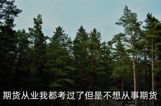為什么不做期貨，期貨從業(yè)我都考過了但是不想從事期貨