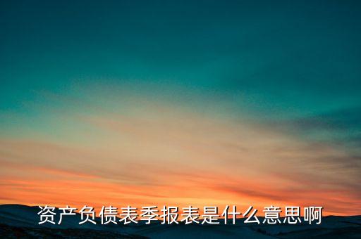 資產(chǎn)負(fù)債表季報(bào)表是什么意思啊