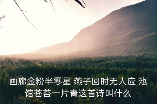畫(huà)廊金粉半零星 燕子回時(shí)無(wú)人應(yīng) 池館蒼苔一片青這首詩(shī)叫什么