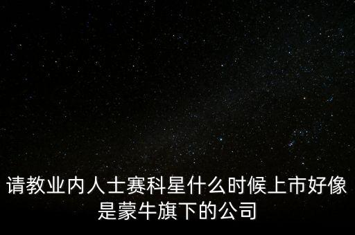 請教業(yè)內(nèi)人士賽科星什么時候上市好像是蒙牛旗下的公司