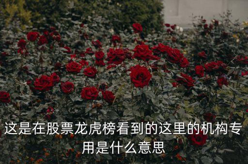 這是在股票龍虎榜看到的這里的機構專用是什么意思