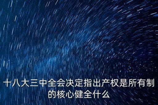十八大三中全會決定指出產(chǎn)權(quán)是所有制的核心健全什么
