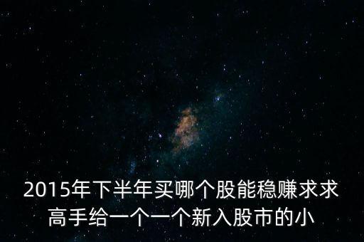 2015年下半年買哪個股能穩(wěn)賺求求高手給一個一個新入股市的小