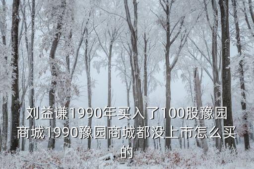 劉益謙1990年買入了100股豫園商城1990豫園商城都沒(méi)上市怎么買的