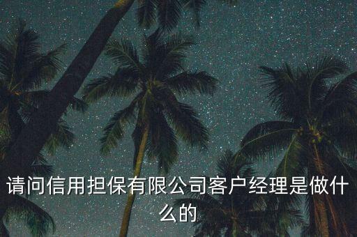 請問信用擔保有限公司客戶經(jīng)理是做什么的