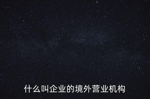 什么是境外機(jī)構(gòu)，什么叫企業(yè)的境外營業(yè)機(jī)構(gòu)