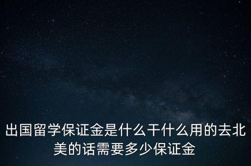出國留學(xué)保證金是什么干什么用的去北美的話需要多少保證金