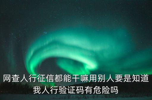 網(wǎng)查人行征信都能干嘛用別人要是知道我人行驗證碼有危險嗎