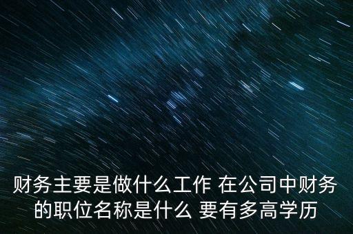 財務主要是做什么工作 在公司中財務的職位名稱是什么 要有多高學歷