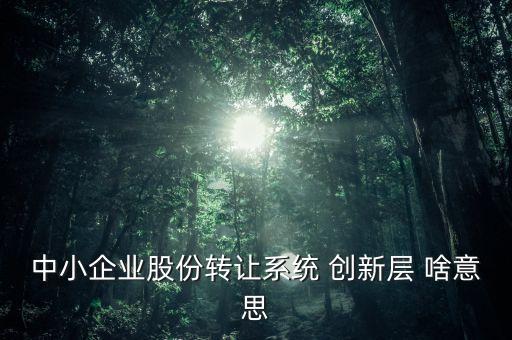 什么是浙江股權(quán)交易創(chuàng)新板，中小企業(yè)股份轉(zhuǎn)讓系統(tǒng) 創(chuàng)新層 啥意思