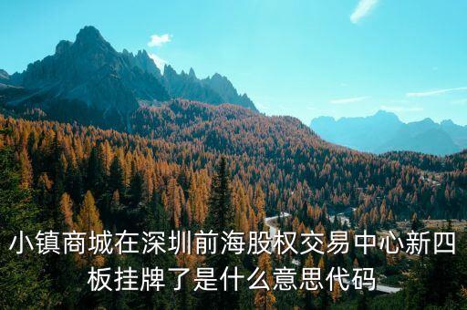小鎮(zhèn)商城在深圳前海股權(quán)交易中心新四板掛牌了是什么意思代碼