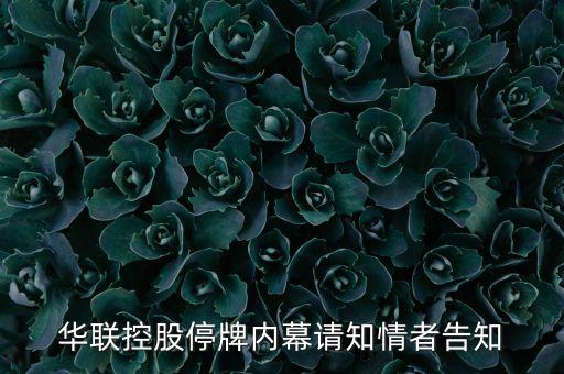 000036為什么停牌，華聯(lián)控股停牌內(nèi)幕請知情者告知
