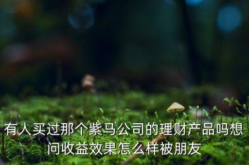 紫馬財(cái)富什么時(shí)間，有人買過那個(gè)紫馬公司的理財(cái)產(chǎn)品嗎想問收益效果怎么樣被朋友