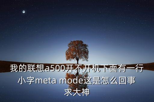 聯(lián)想meta模式什么意思，我的聯(lián)想a500開(kāi)不開(kāi)機(jī)下面有一行小字meta mode這是怎么回事求大神