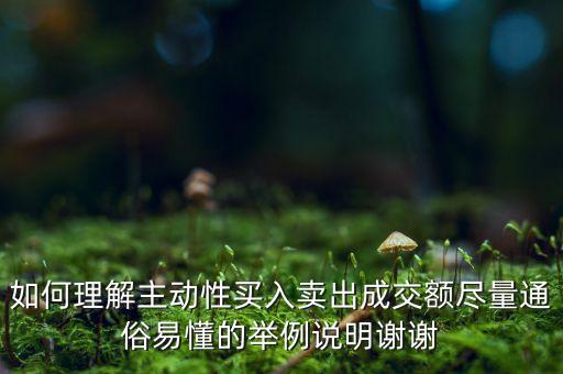 主動適應買方成交什么意思，如何理解主動性買入賣出成交額盡量通俗易懂的舉例說明謝謝