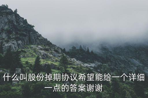 什么叫股份掉期協(xié)議希望能給一個詳細(xì)一點的答案謝謝