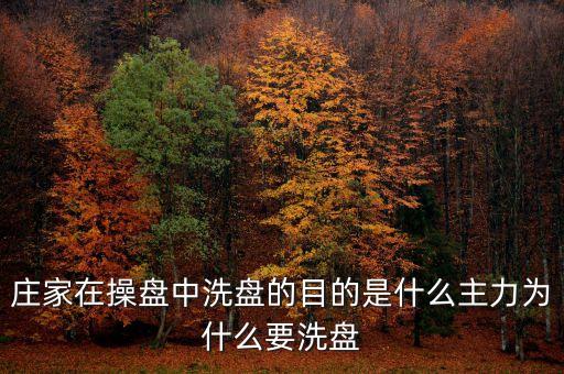 主力為什么要洗盤，股票主力為什么洗盤散戶如何面對