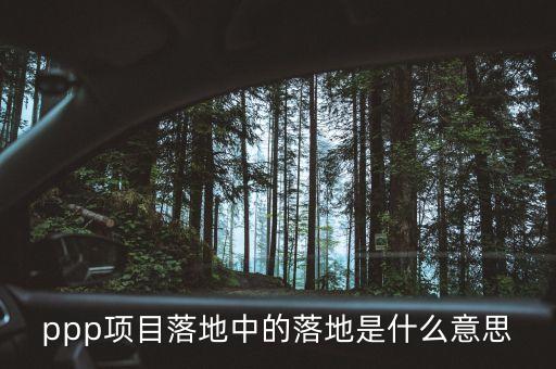 ppp項目落地中的落地是什么意思