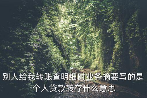 別人給我轉(zhuǎn)賬查明細(xì)時(shí)業(yè)務(wù)摘要寫的是 個(gè)人貸款轉(zhuǎn)存什么意思