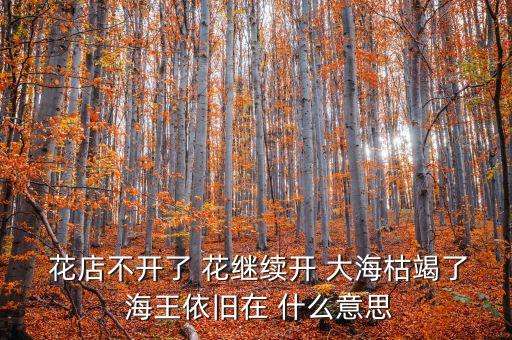  花店不開(kāi)了 花繼續(xù)開(kāi) 大?？萁吡?海王依舊在 什么意思