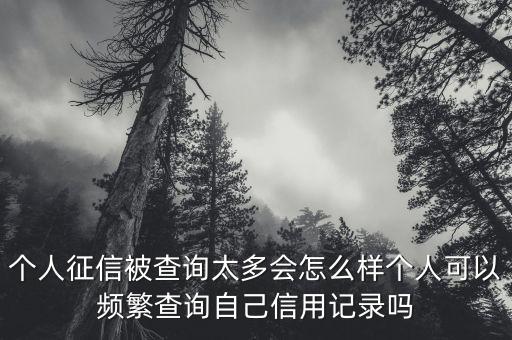 個(gè)人征信被查詢(xún)太多會(huì)怎么樣個(gè)人可以頻繁查詢(xún)自己信用記錄嗎