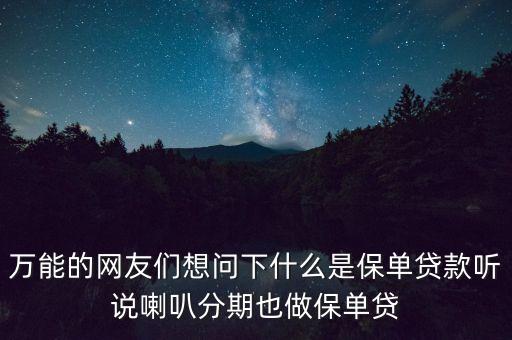 萬能的網(wǎng)友們想問下什么是保單貸款聽說喇叭分期也做保單貸