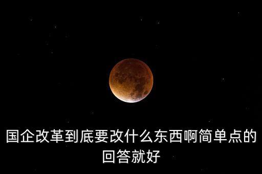 國企改革到底要改什么東西啊簡單點的回答就好