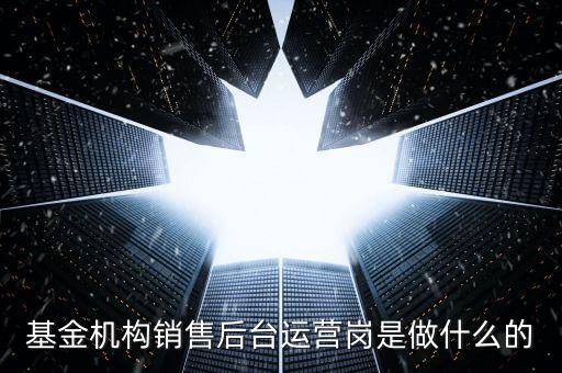 基金機(jī)構(gòu)銷售后臺(tái)運(yùn)營(yíng)崗是做什么的