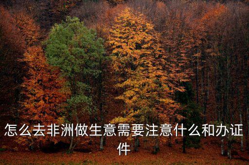 怎么去非洲做生意需要注意什么和辦證件