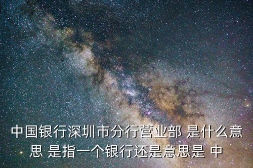 中國銀行深圳市分行營業(yè)部 是什么意思 是指一個銀行還是意思是 中