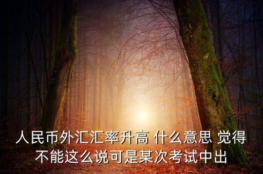 匯率漲了是什么意思，人民幣的外匯匯率上升是什么意思