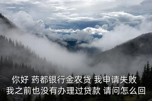 你好 藥都銀行金農(nóng)貸 我申請失敗 我之前也沒有辦理過貸款 請問怎么回