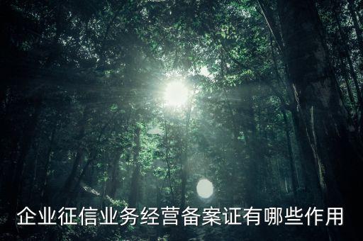 企業(yè)征信業(yè)務經(jīng)營備案證有什么用，中國人民銀行機構(gòu)信用代碼證有什么作用