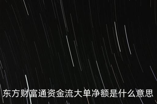 東方財富通資金流大單凈額是什么意思