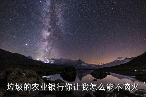 垃圾的農(nóng)業(yè)銀行你讓我怎么能不惱火