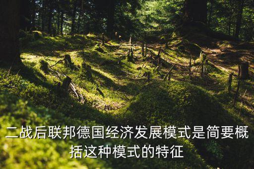 二戰(zhàn)后聯(lián)邦德國經濟發(fā)展模式是簡要概括這種模式的特征