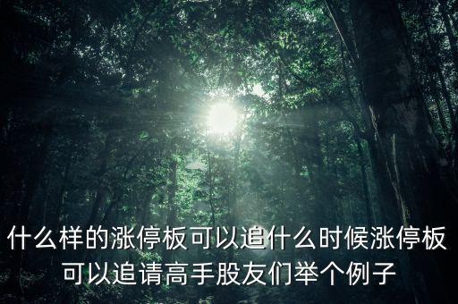 什么樣的漲停板可以追什么時候漲停板可以追請高手股友們舉個例子