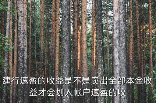 建行速盈為什么要賣出，建行速盈收益是不是賣出后才能拿到