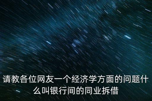 請教各位網(wǎng)友一個(gè)經(jīng)濟(jì)學(xué)方面的問題什么叫銀行間的同業(yè)拆借