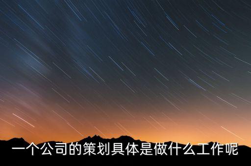 一個(gè)公司的策劃具體是做什么工作呢