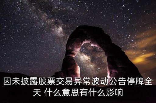 全天停牌什么意思，因未披露股票交易異常波動(dòng)公告停牌全天 什么意思有什么影響