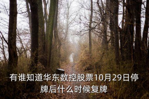 002248什么時(shí)候復(fù)牌，有誰(shuí)知道華東數(shù)控股票10月29日停牌后什么時(shí)候復(fù)牌
