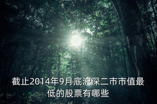 300268什么時候開盤，截止2014年9月底滬深二市市值最低的股票有哪些