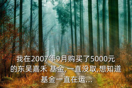 我在2007年9月購買了5000元的東吳嘉禾 基金,一直沒取,想知道 基金一直在運...