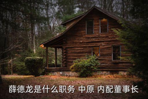 薛德龍是什么職務(wù) 中原 內(nèi)配董事長(zhǎng)