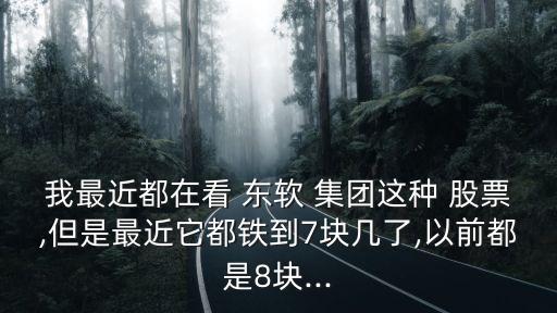 我最近都在看 東軟 集團這種 股票,但是最近它都鐵到7塊幾了,以前都是8塊...