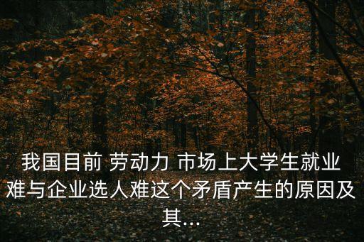 我國目前 勞動力 市場上大學生就業(yè)難與企業(yè)選人難這個矛盾產(chǎn)生的原因及其...
